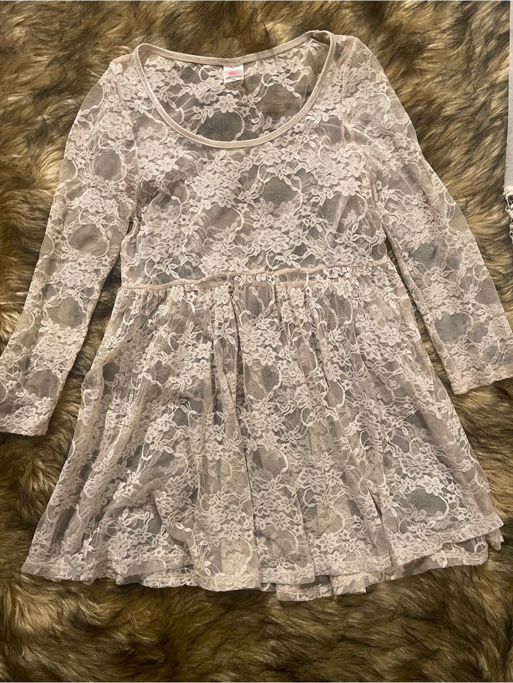 Women's Cream Lace Peplum Tunic Top S